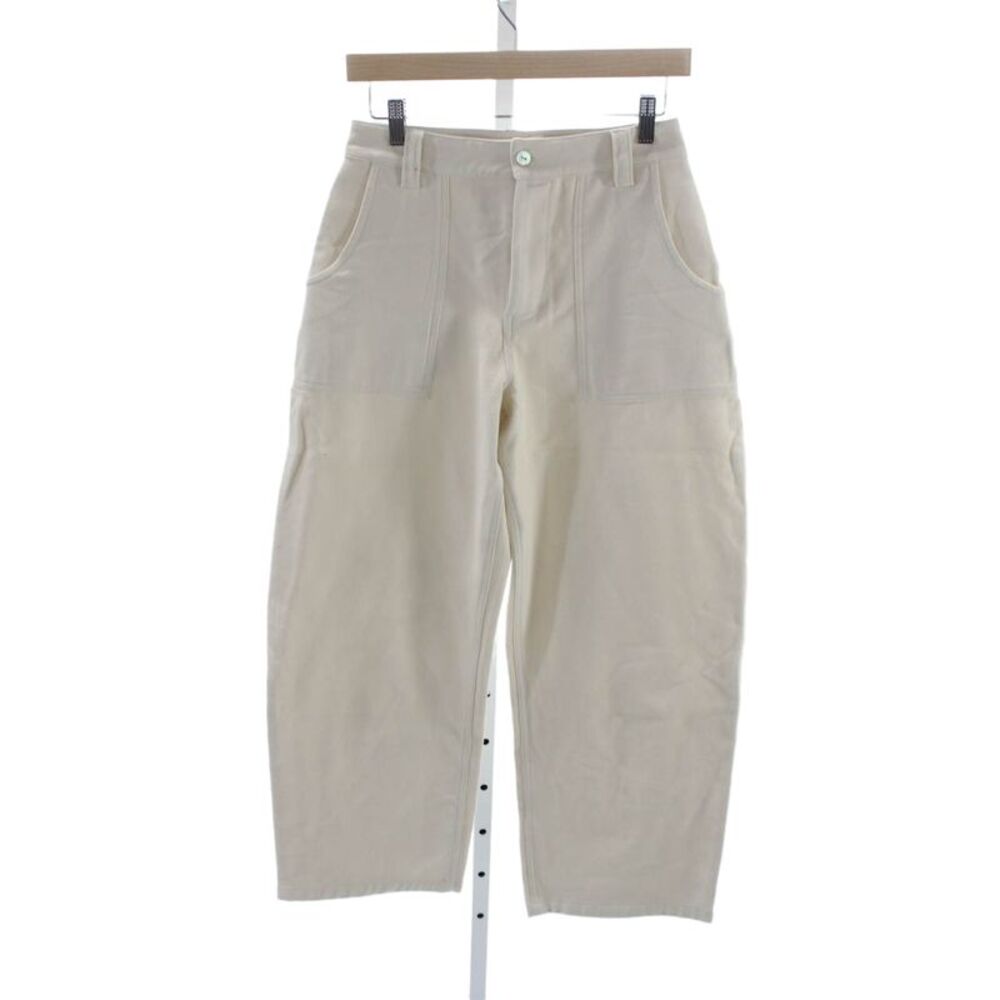 Donni Women Cropped High Rise Cotton Pants Beige Button Inseam 26 Size 2